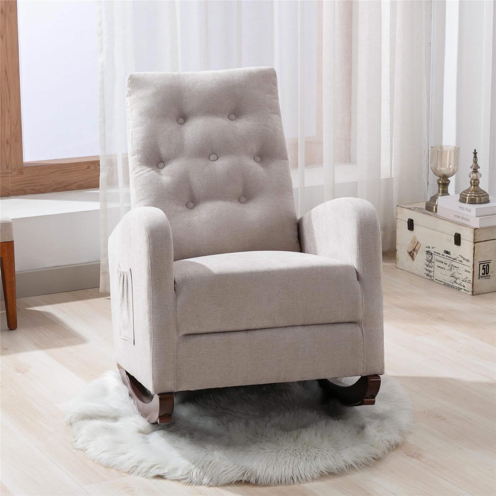 Mid-Century Modern Nursery Rocking Chair Armchair DailySale