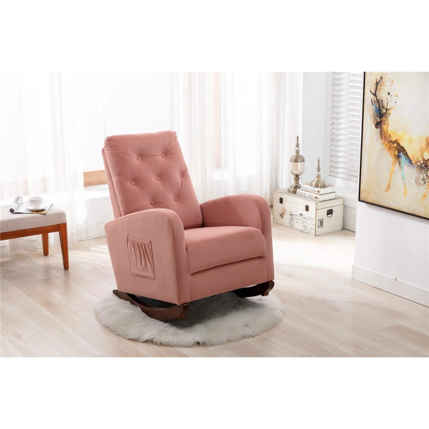 Mid-Century Modern Nursery Rocking Chair Armchair DailySale