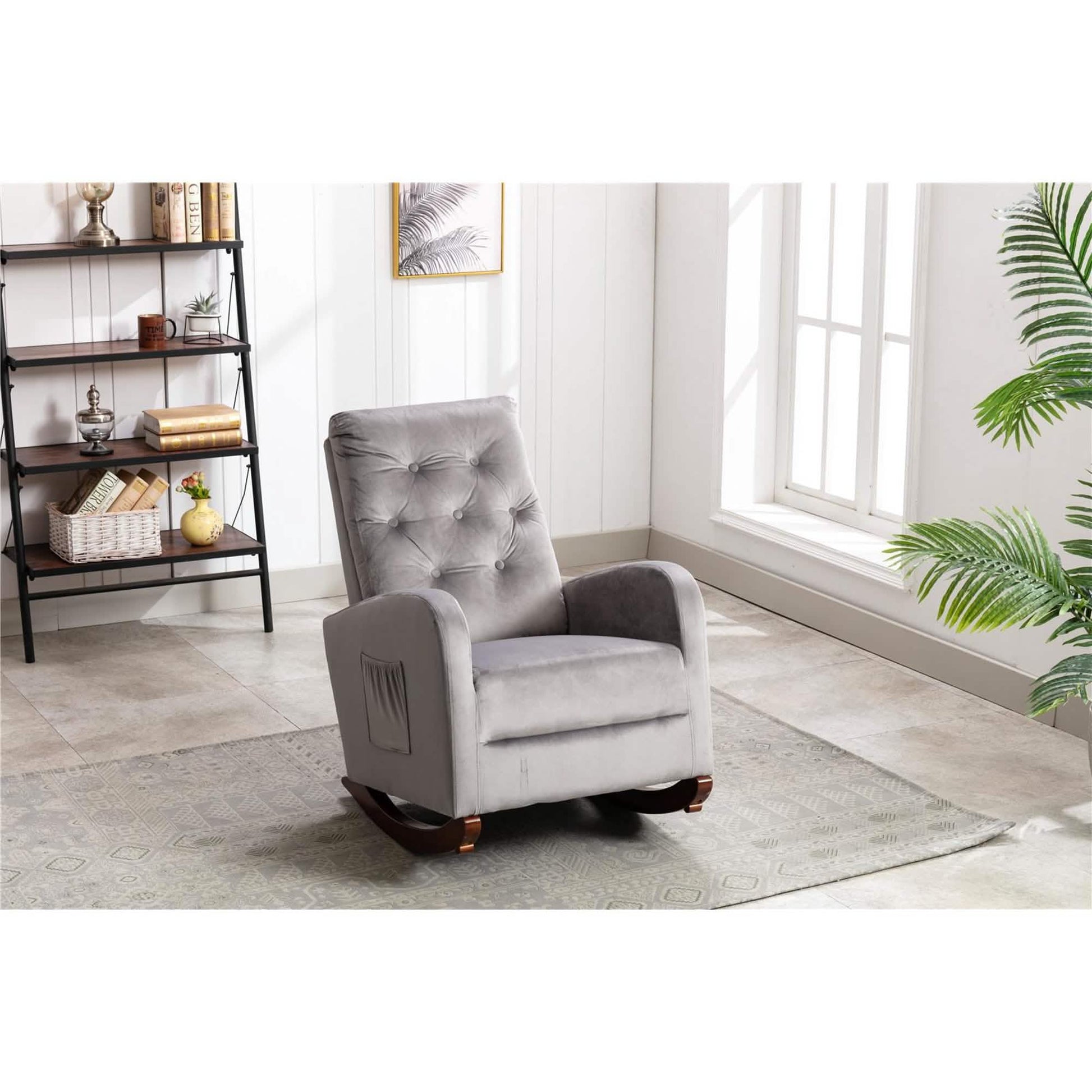Mid-Century Modern Nursery Rocking Chair Armchair DailySale