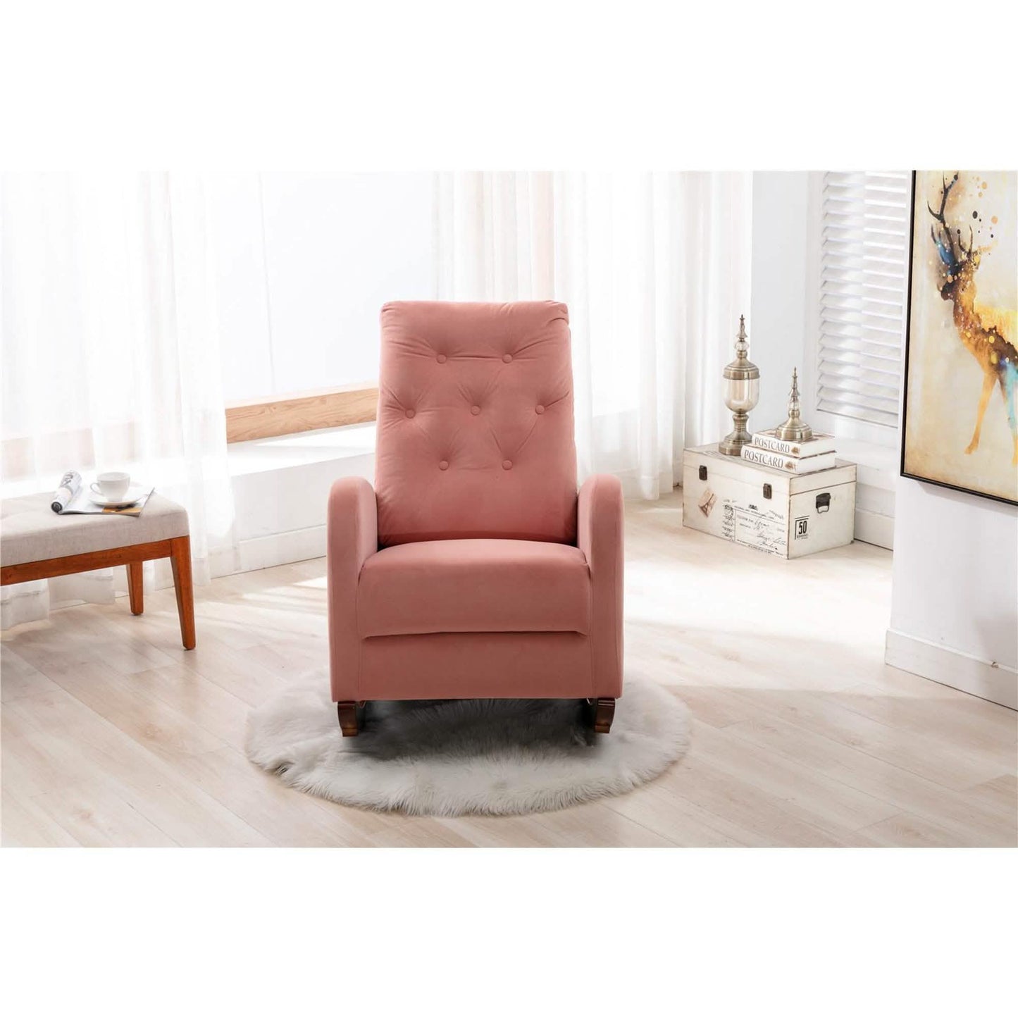Mid-Century Modern Nursery Rocking Chair Armchair DailySale