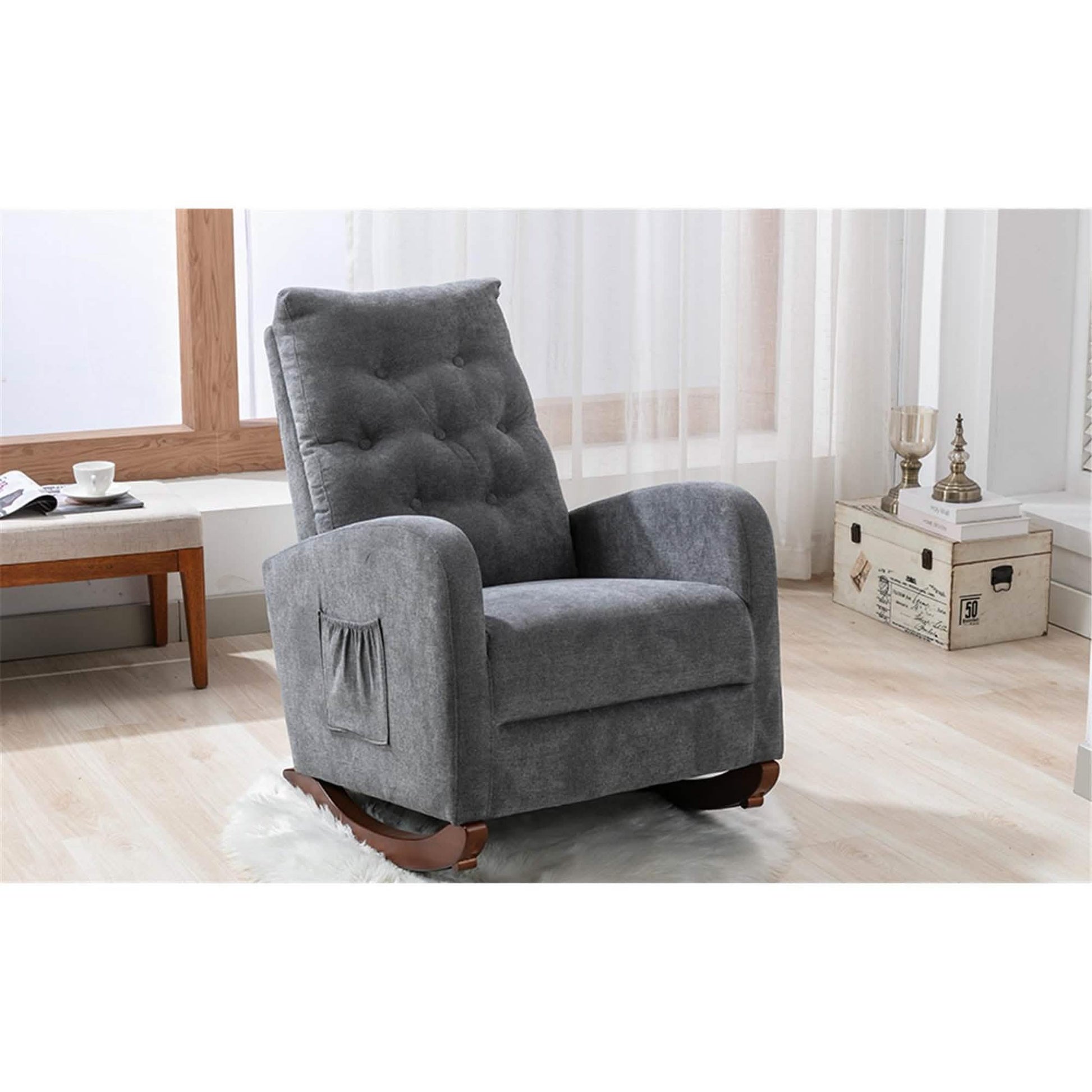 Mid-Century Modern Nursery Rocking Chair Armchair DailySale
