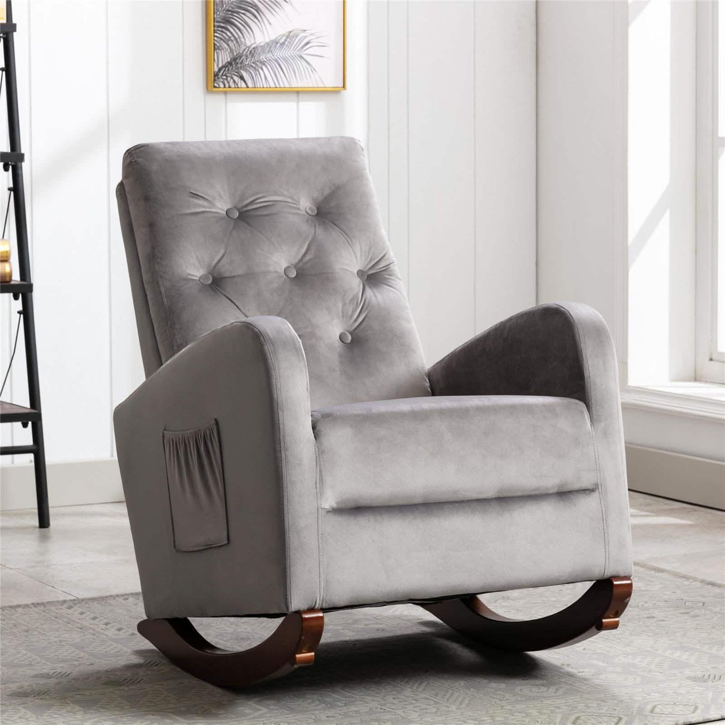 Mid-Century Modern Nursery Rocking Chair Armchair DailySale