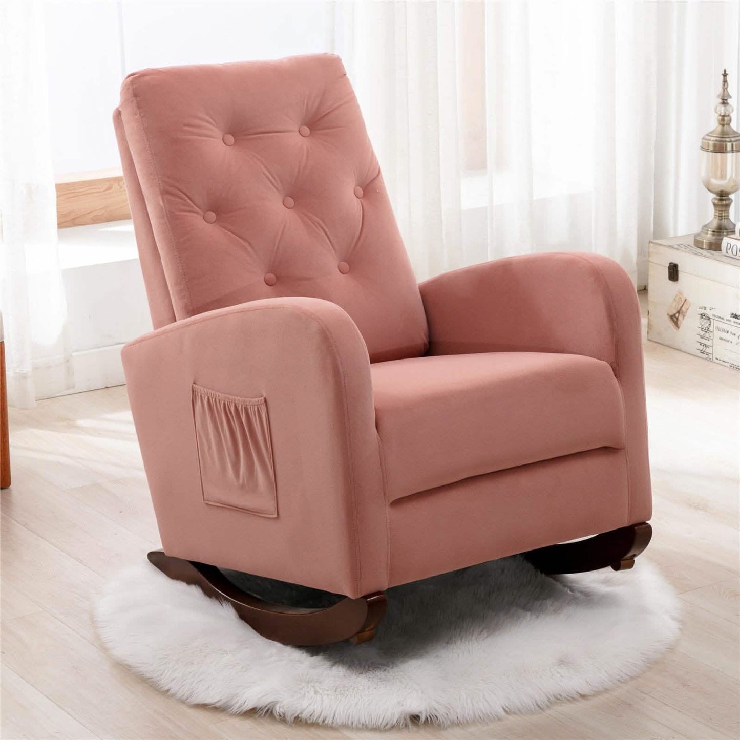 Mid-Century Modern Nursery Rocking Chair Armchair DailySale
