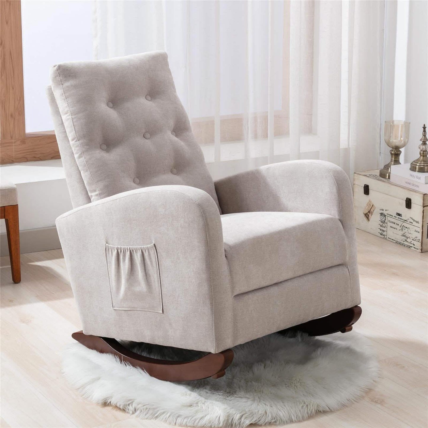 Mid-Century Modern Nursery Rocking Chair Armchair DailySale