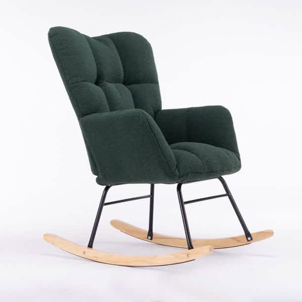Mid-Century Modern Teddy Fabric Tufted Upholstered Rocking Chair DailySale