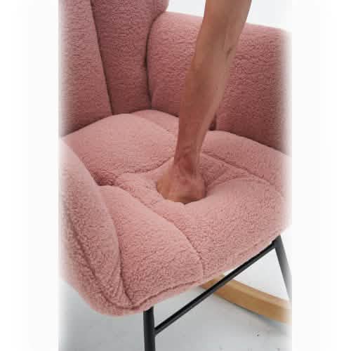 Mid-Century Modern Teddy Fabric Tufted Upholstered Rocking Chair DailySale