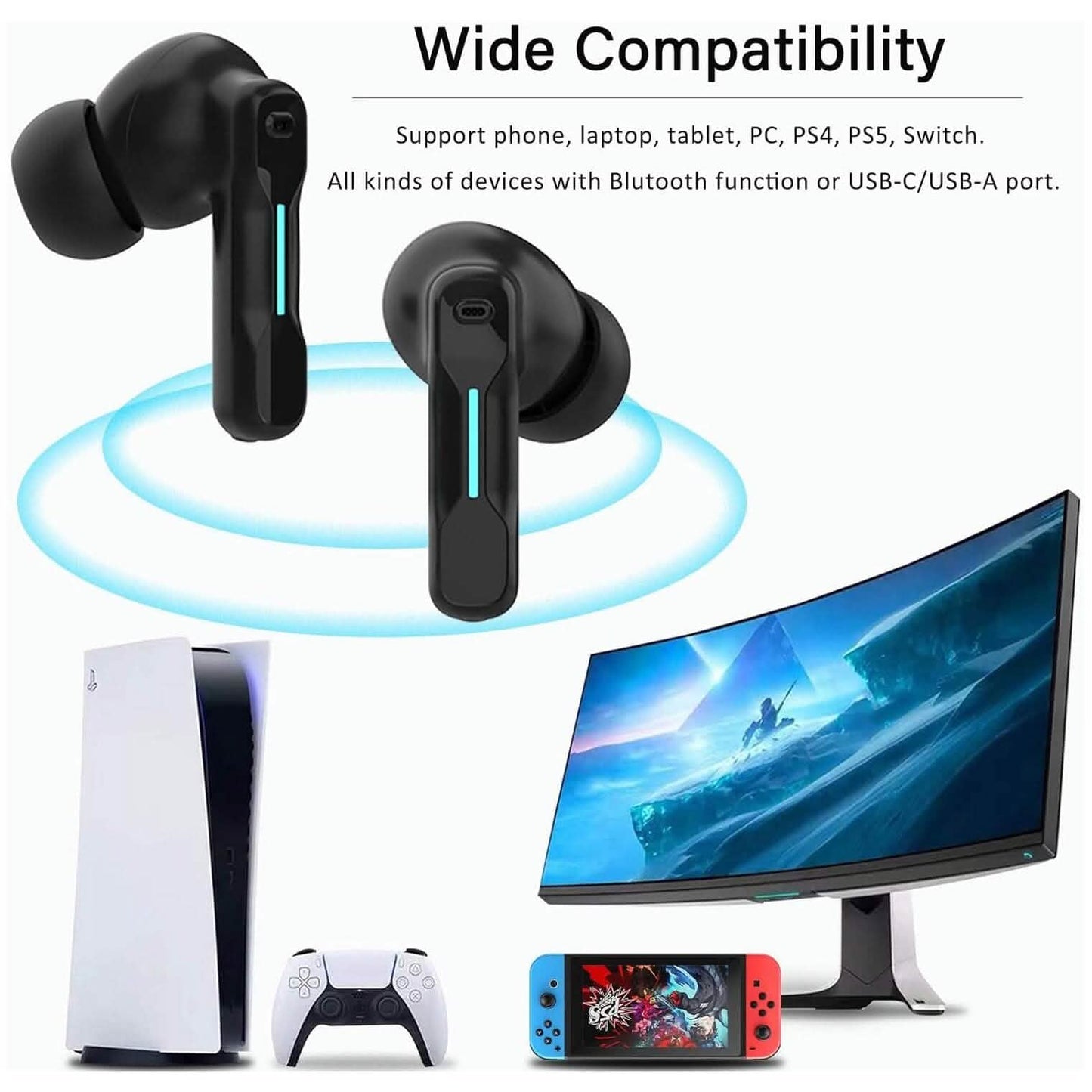 Middle Rabbit SW4 Wireless Gaming Earbuds (Refurbished) DailySale
