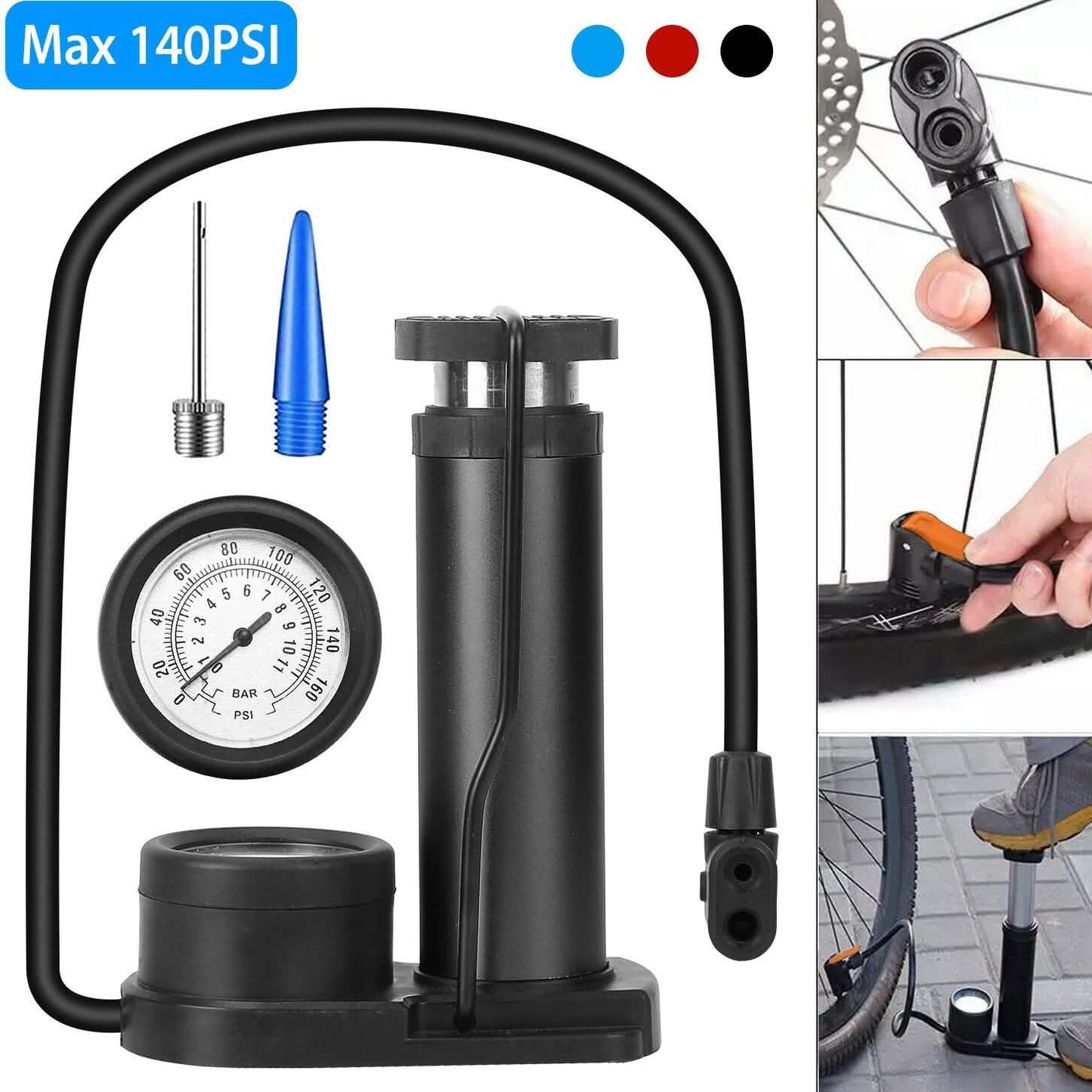 Mini Bike Foot Pump Portable Bicycle Tire Inflator DailySale