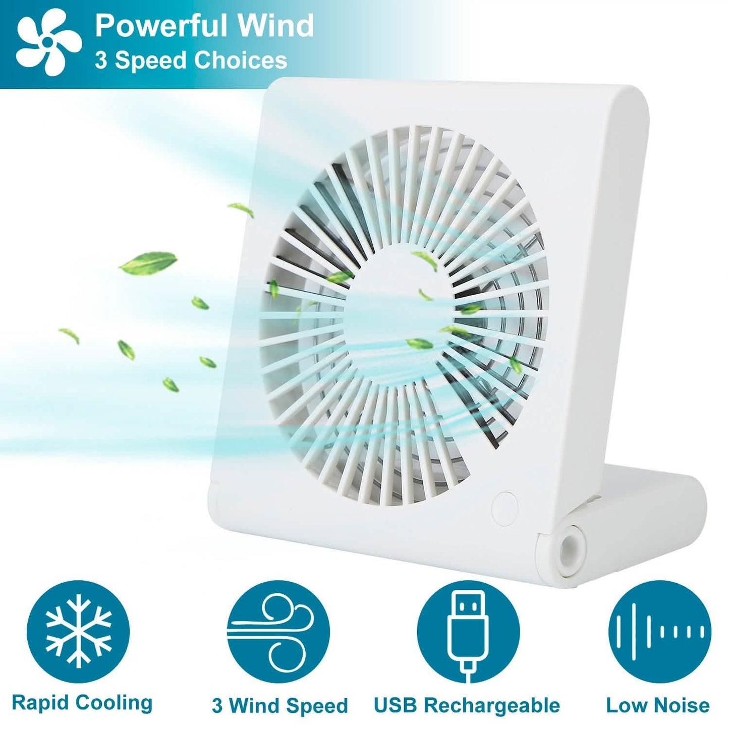 Mini Electric Desk Fan USB Rechargeable DailySale