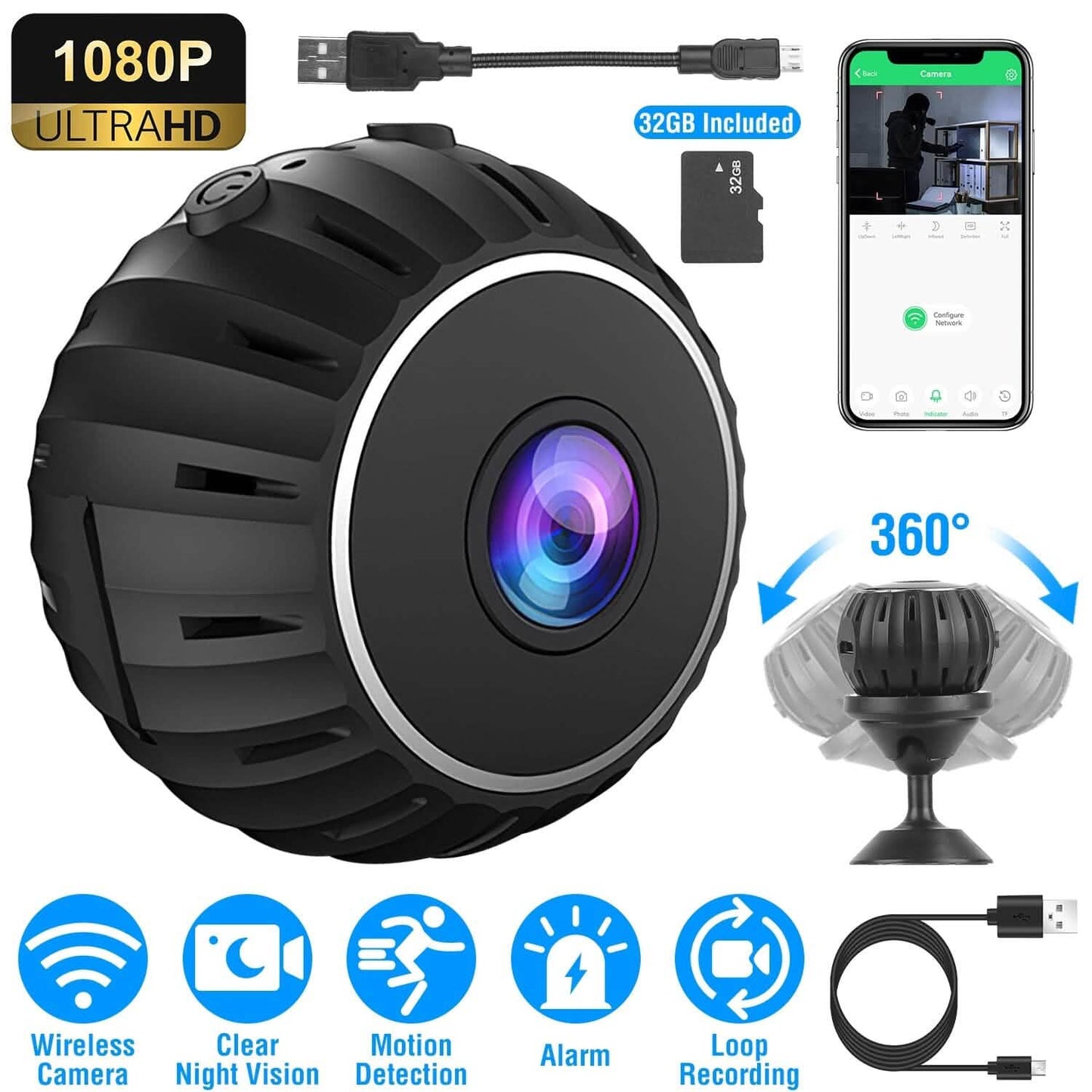 Mini Wireless Camera Wifi IR Night Vision HD 1080P Home Security DailySale