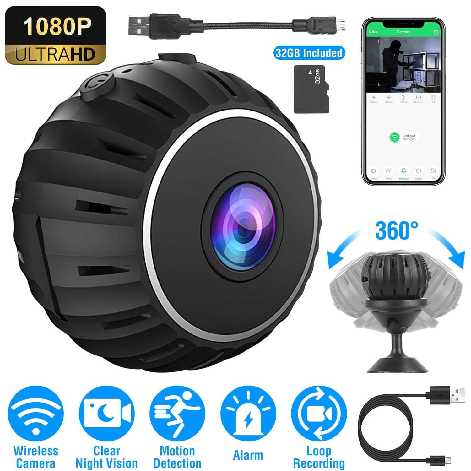 Mini Wireless Camera Wifi IR Night Vision HD 1080P Home Security DailySale