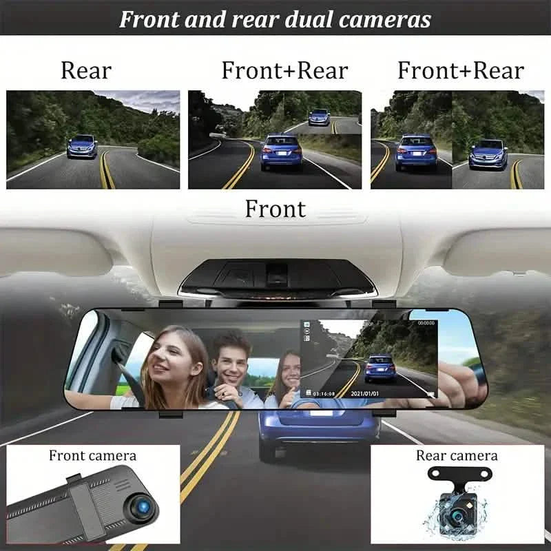 Mirror Dash Cam 4.5 Inch Rear View Mirror 1080P Front and Rear View Dual Cameras DailySale