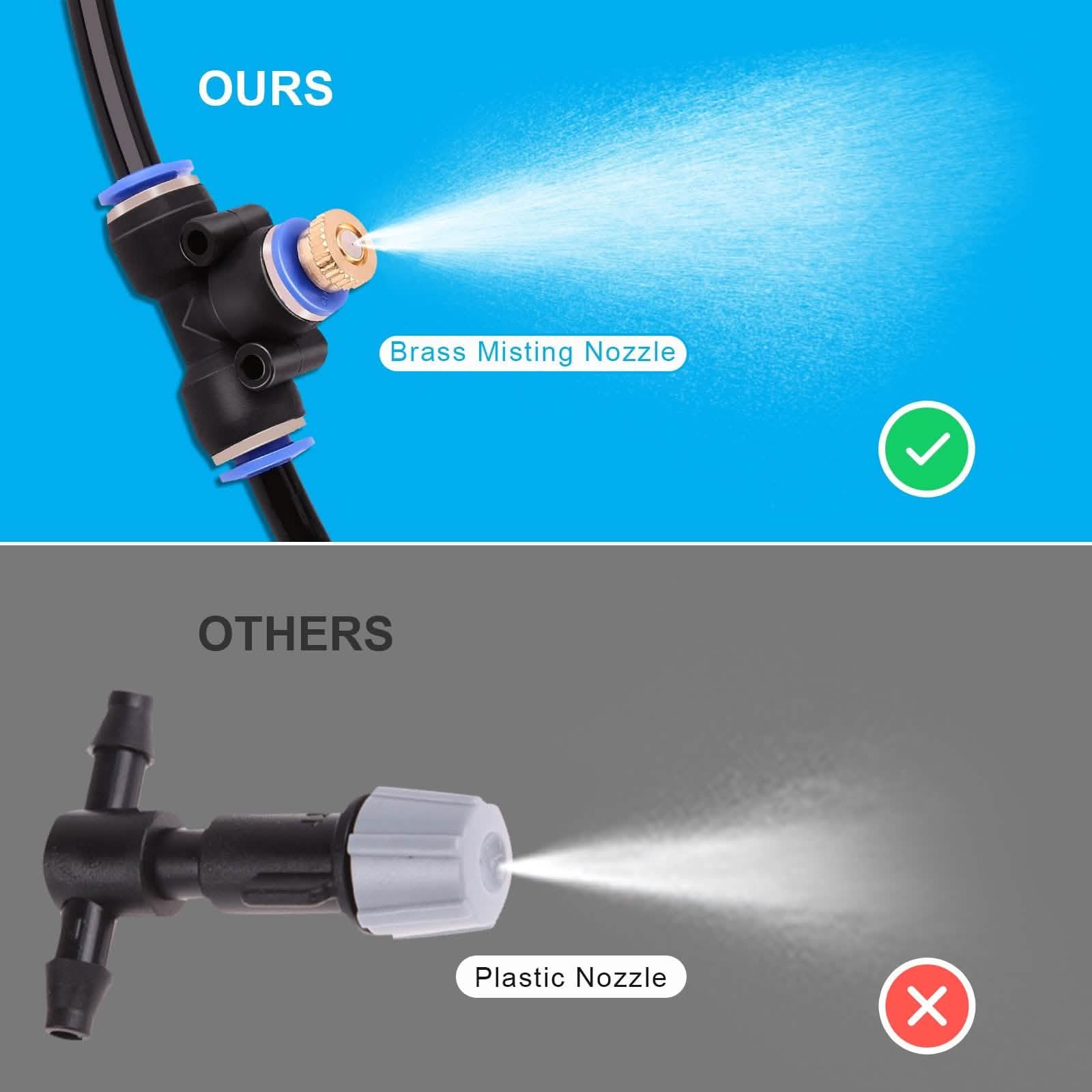 Mist Cooling System 26Ft Line + 10 T-Joint Nozzles Water Sprayer DailySale
