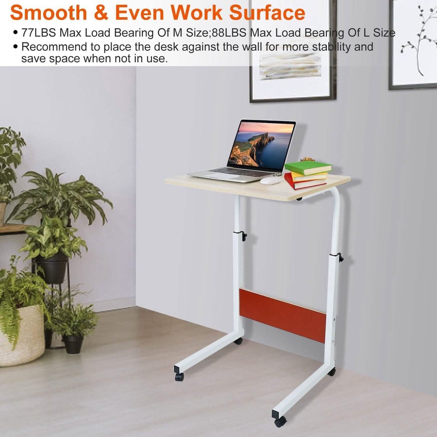 Mobile Laptop Desk Height Adjustable Rolling Wheels DailySale