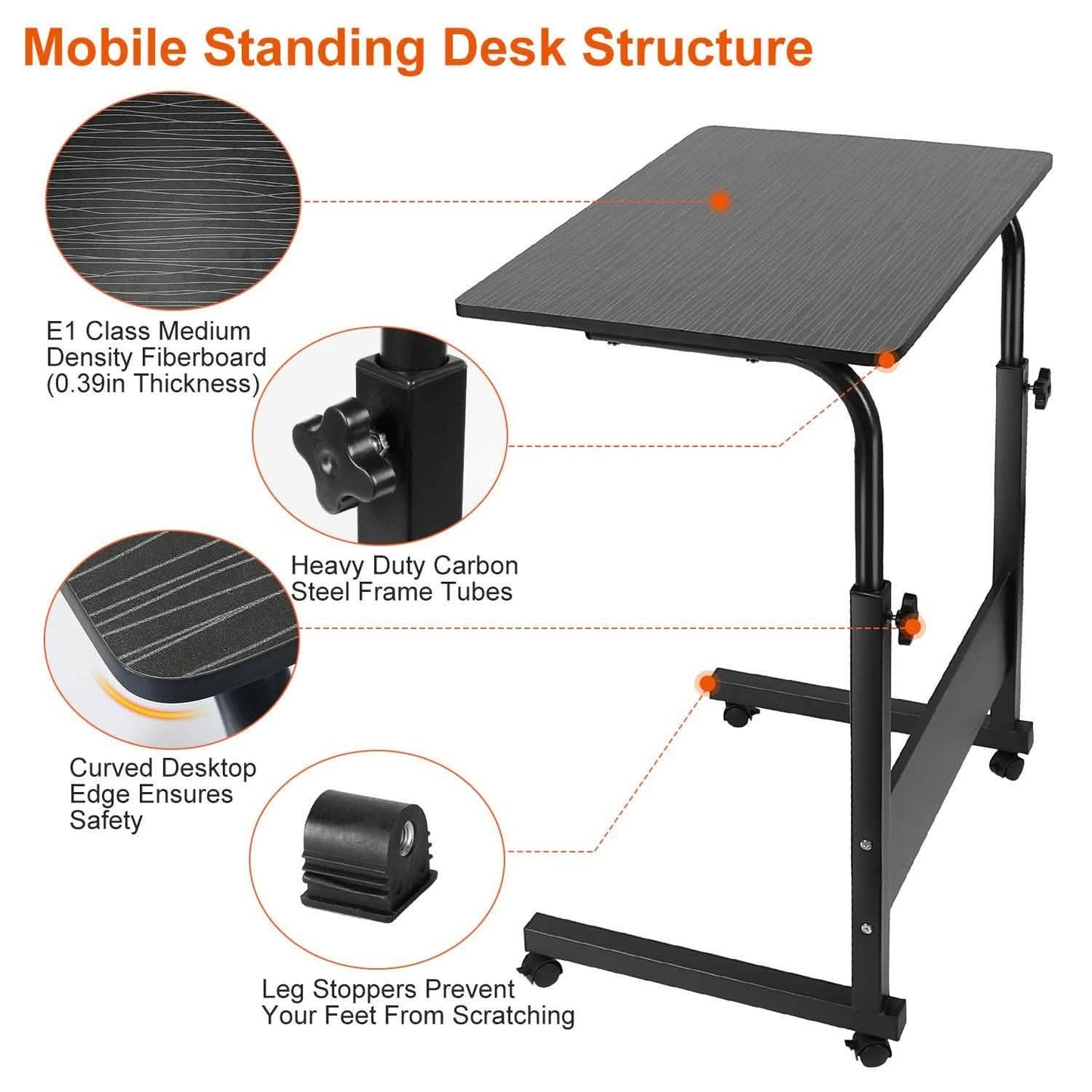 Mobile Laptop Desk Height Adjustable Rolling Wheels DailySale