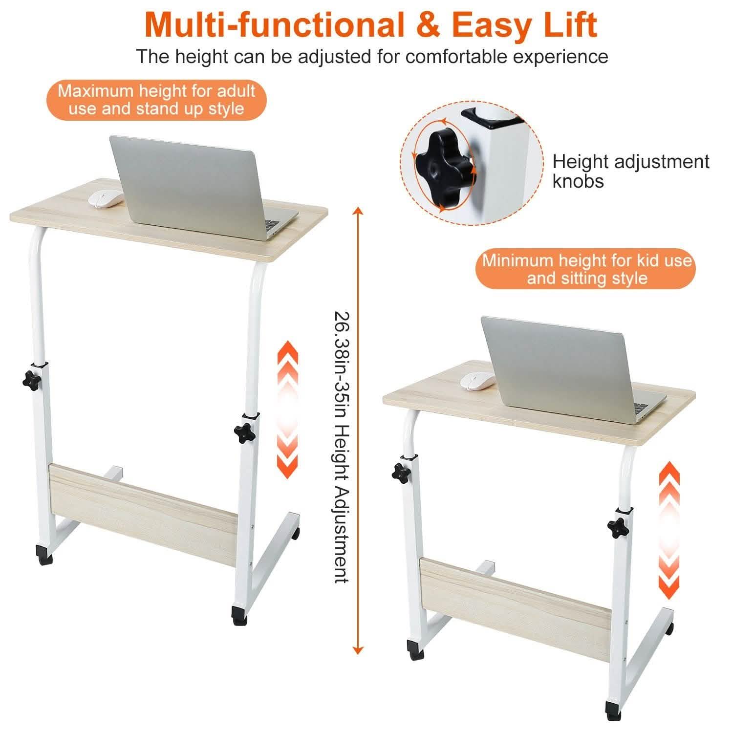 Mobile Laptop Desk Height Adjustable Rolling Wheels DailySale