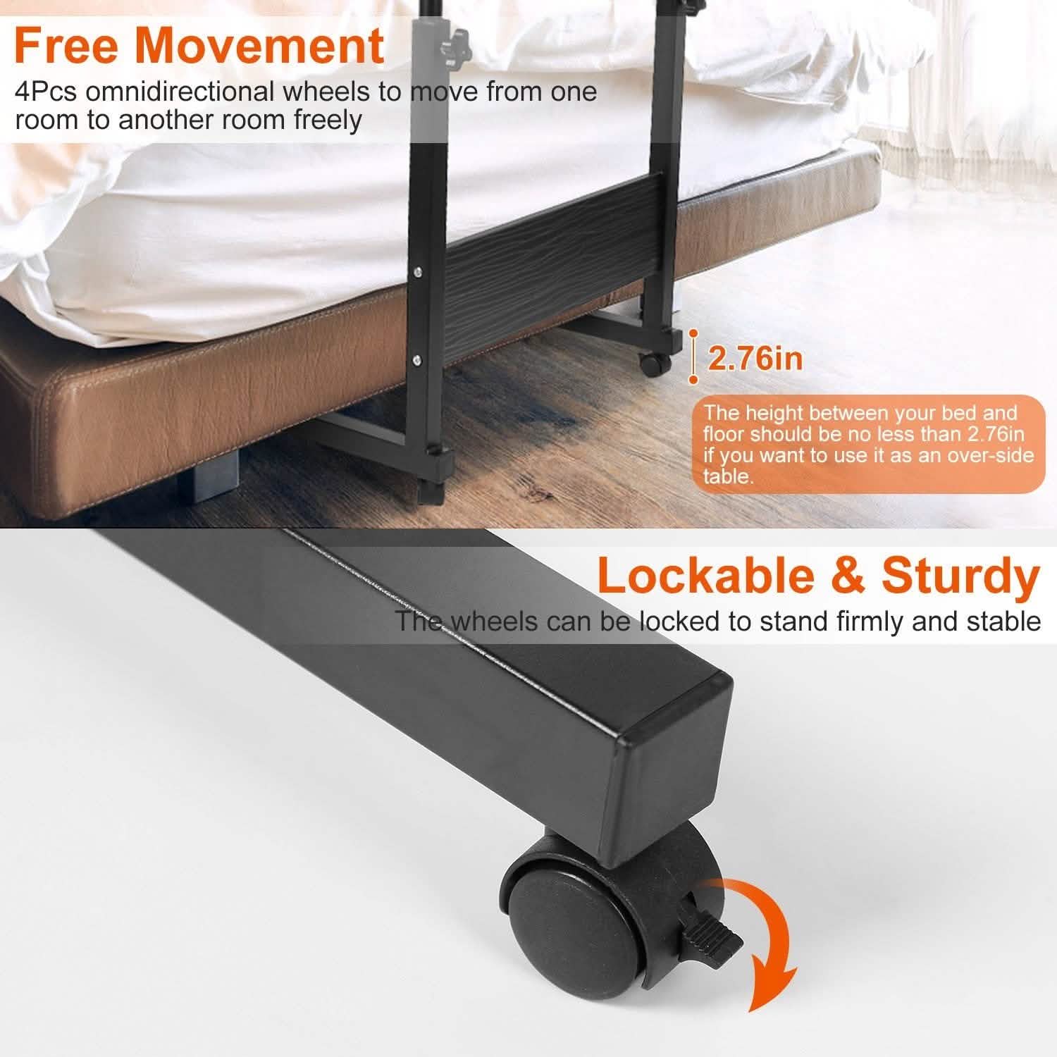 Mobile Laptop Desk Height Adjustable Rolling Wheels DailySale