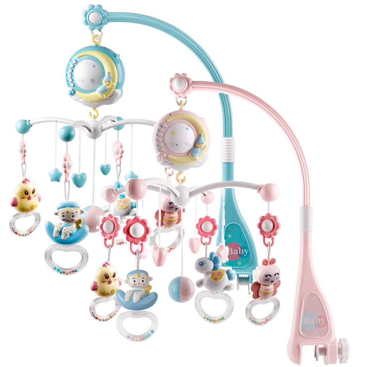 Mobile Star Projection Nursery Light Baby Rattle Toy with Music Box Remote Control DailySale