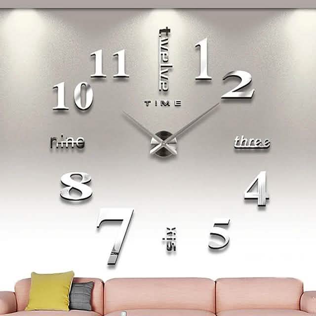 Modern Acrylic Wall Clock Digital Brushed Steel DailySale