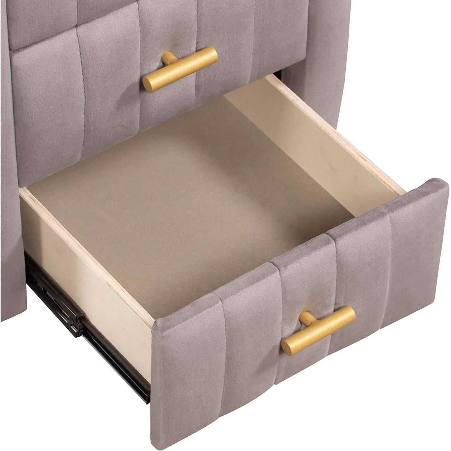 Modern Bedside Velvet Upholstered 3-Drawer Nightstand with Metal Handles DailySale