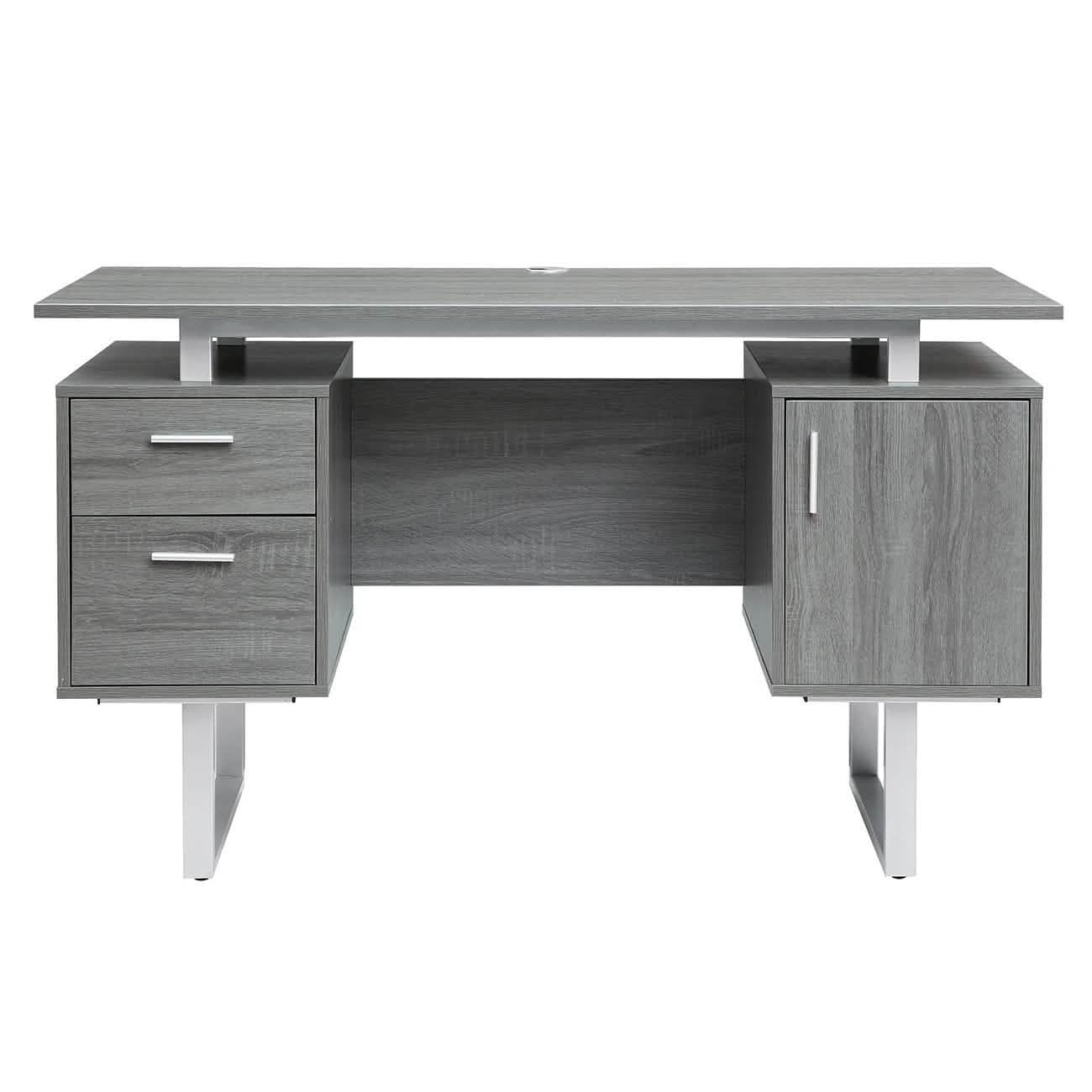 Modern Gray Office Desk with Storage DailySale