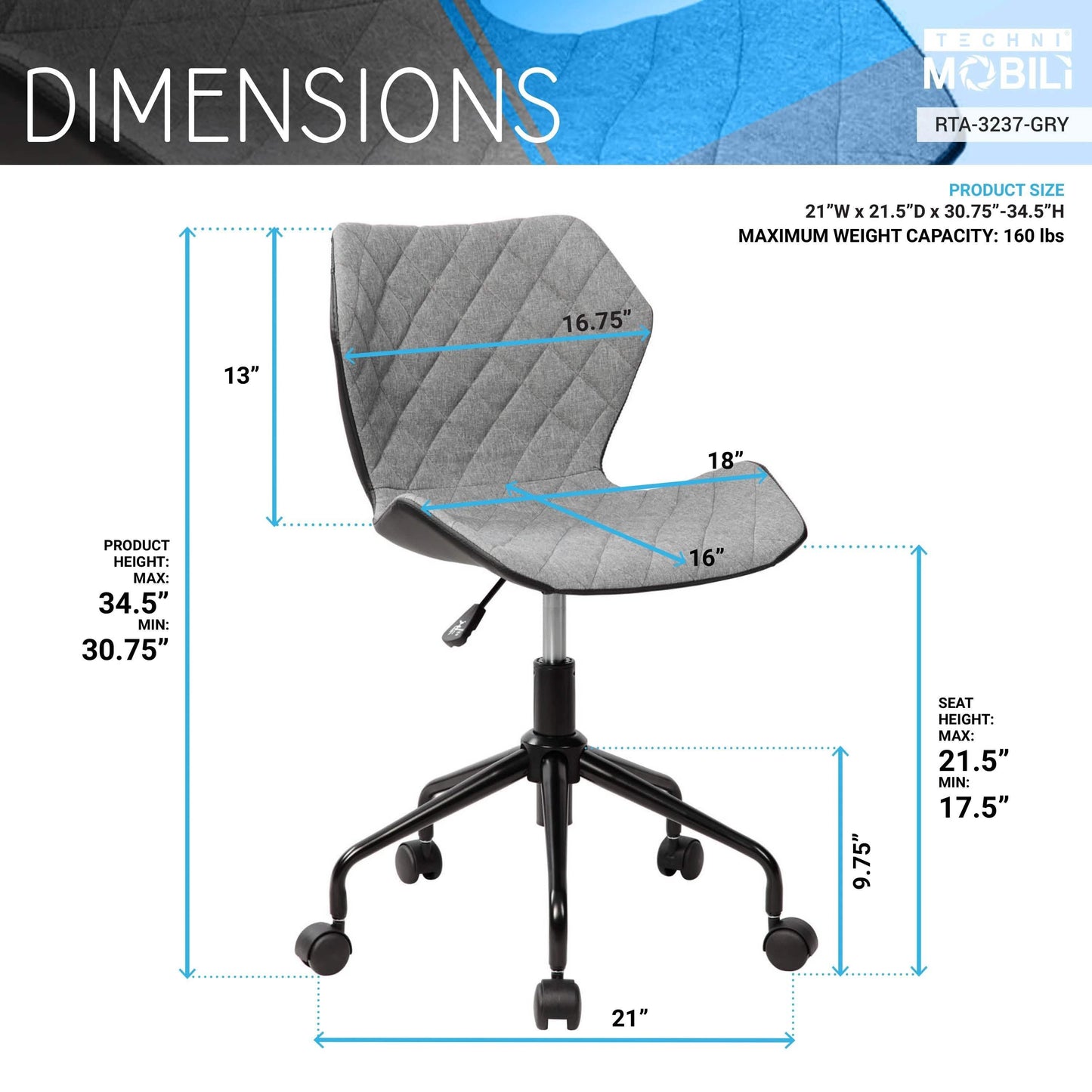 Modern Height Adjustable Office Task Chair DailySale