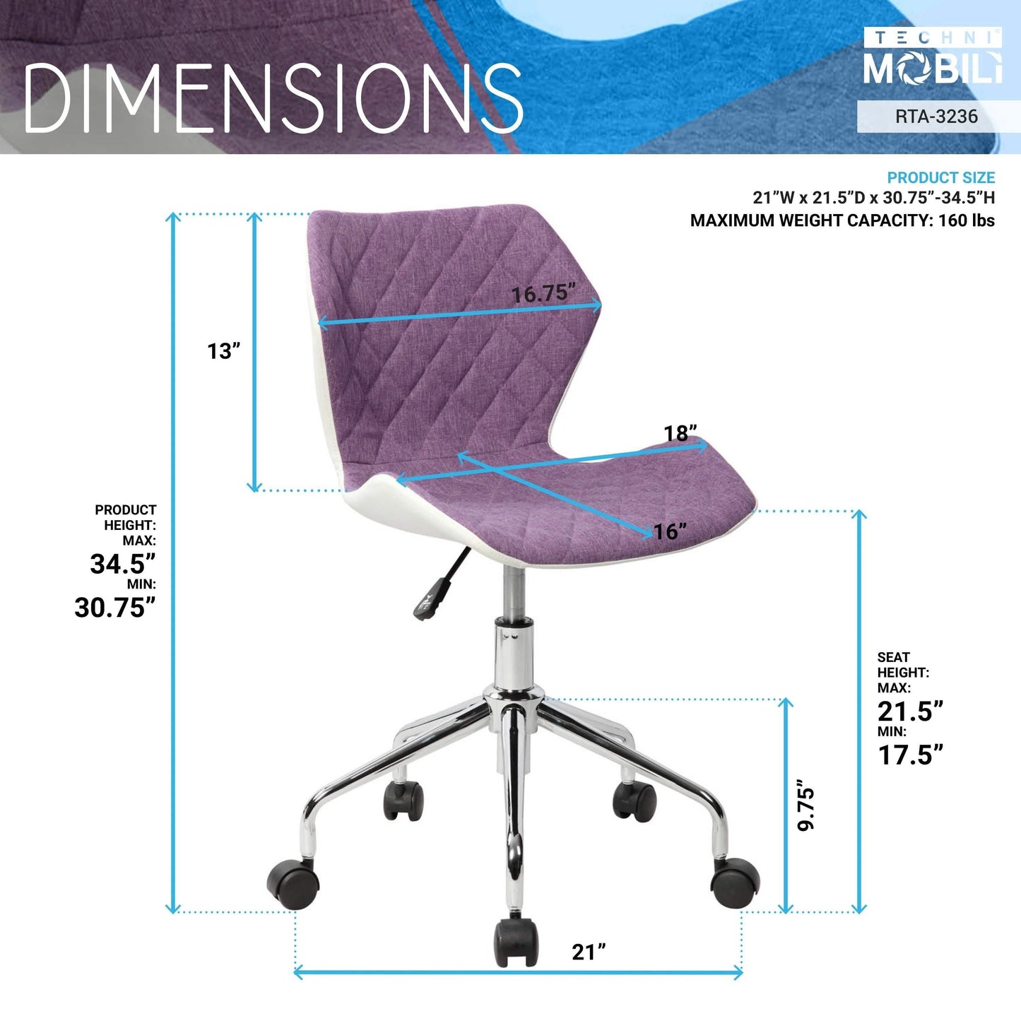 Modern Height Adjustable Office Task Chair DailySale
