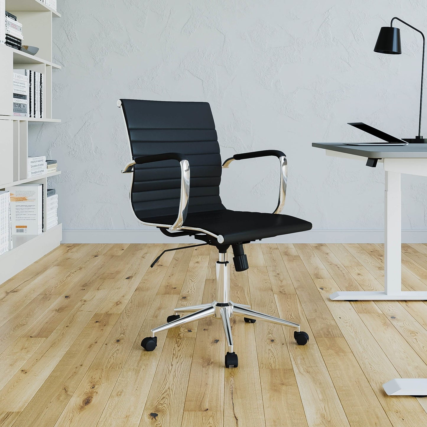 Modern Medium Back Executive Office Chair - Black DailySale