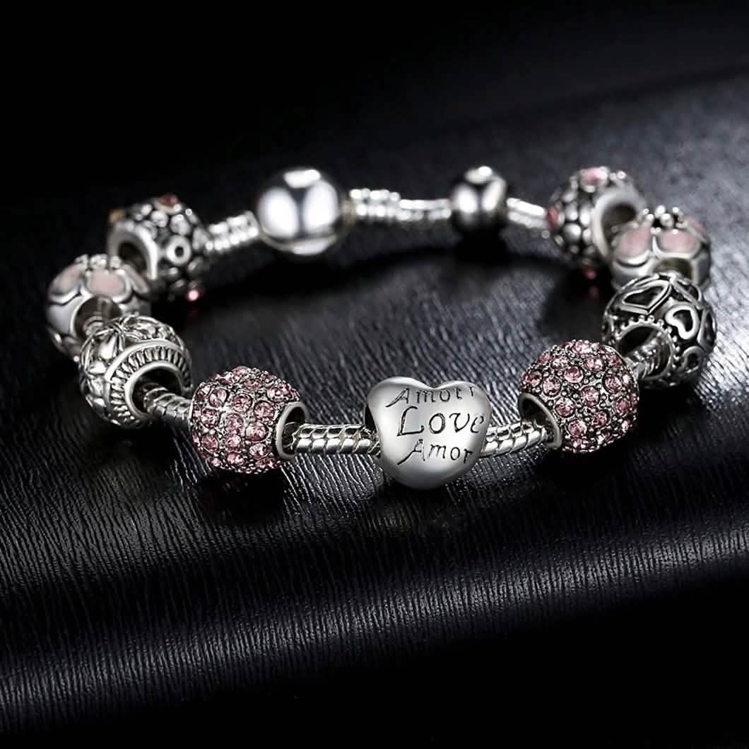 Mother's Day "LOVE" Engraved Heart Charm Bracelet DailySale
