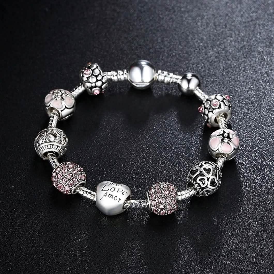 Mother's Day "LOVE" Engraved Heart Charm Bracelet DailySale