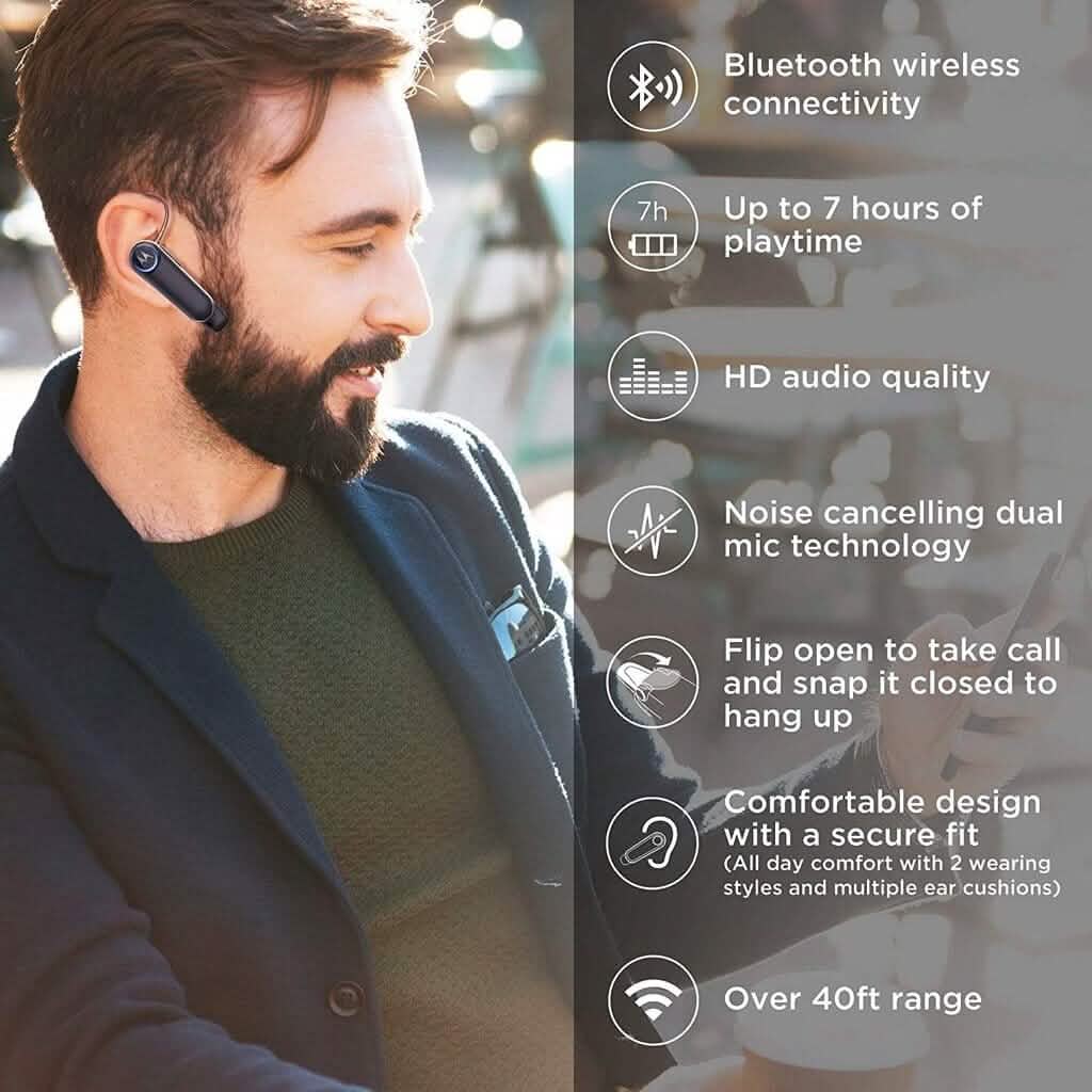 Motorola Boom 3+ Plus in-Ear Wireless Mono Bluetooth Headset Noise Cancellation DailySale