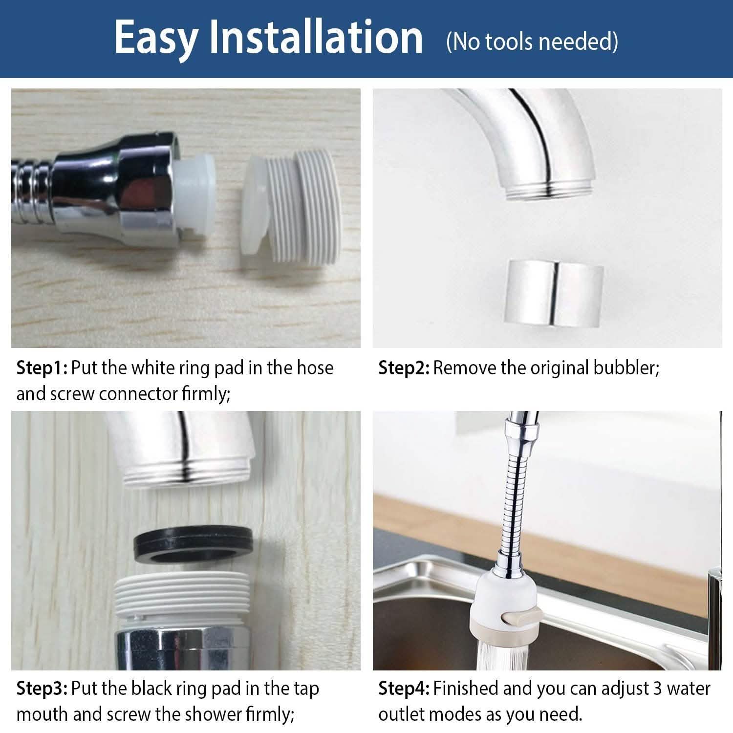 Movable Kitchen Tap Head 360° Rotatable Swivel DailySale