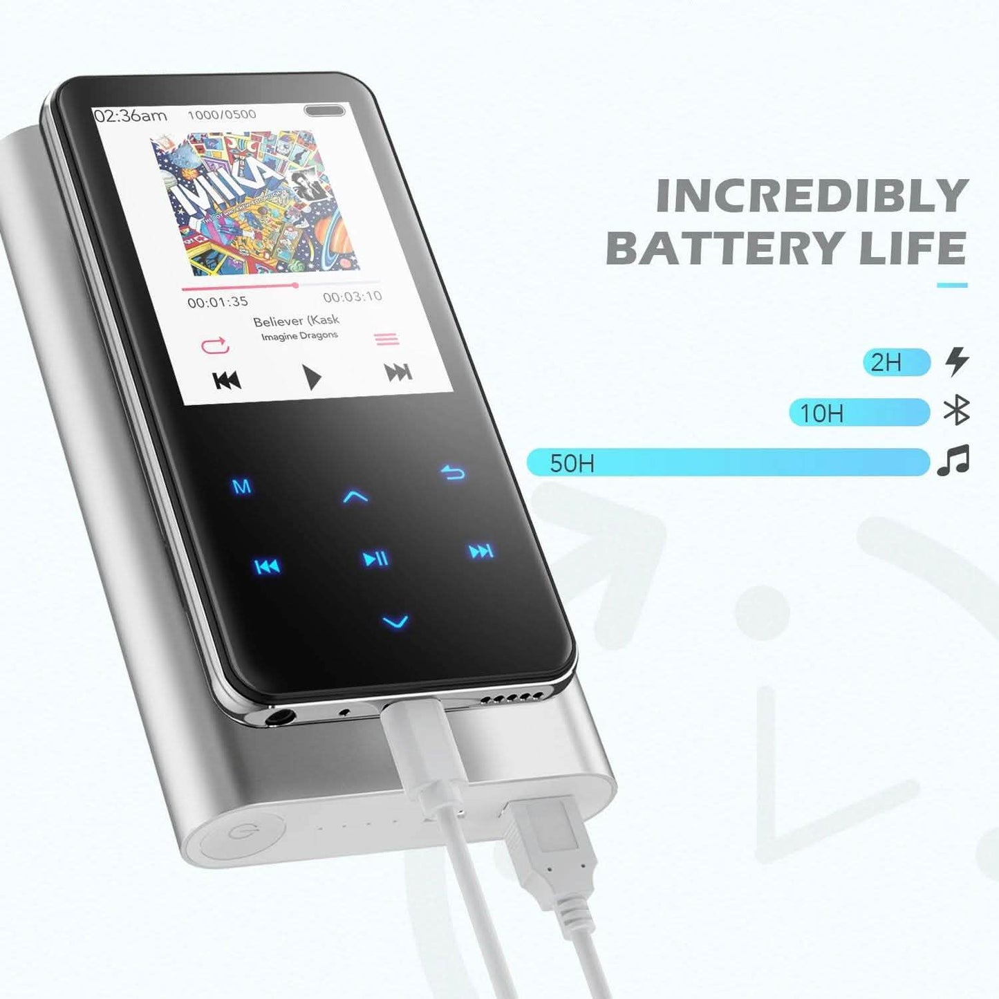 MP3 Player with 2.4in Screen Bluetooth 4.1/16GB/T01 Black DailySale