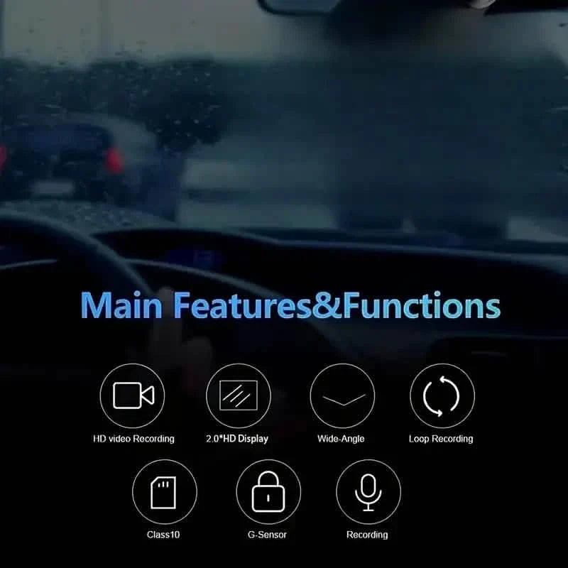 Car Dashcam Recorder, 2.0 Inch Screen Dual Lens HD Night Monitoring Mini Dash Cam DailySale