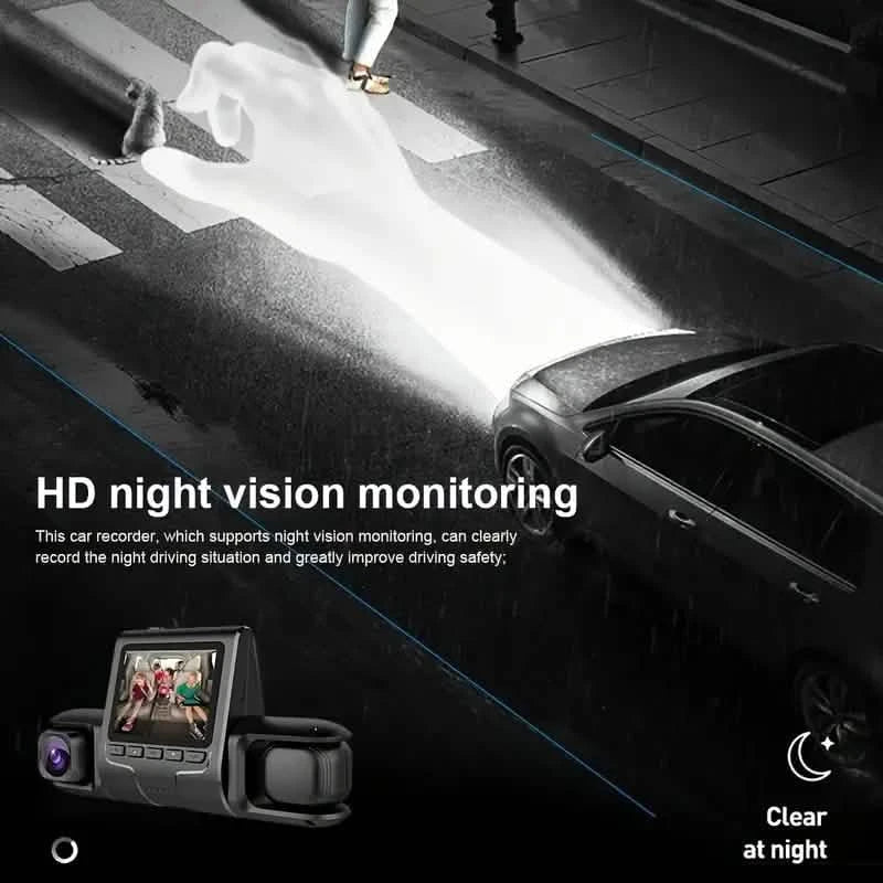 Car Dashcam Recorder, 2.0 Inch Screen Dual Lens HD Night Monitoring Mini Dash Cam DailySale