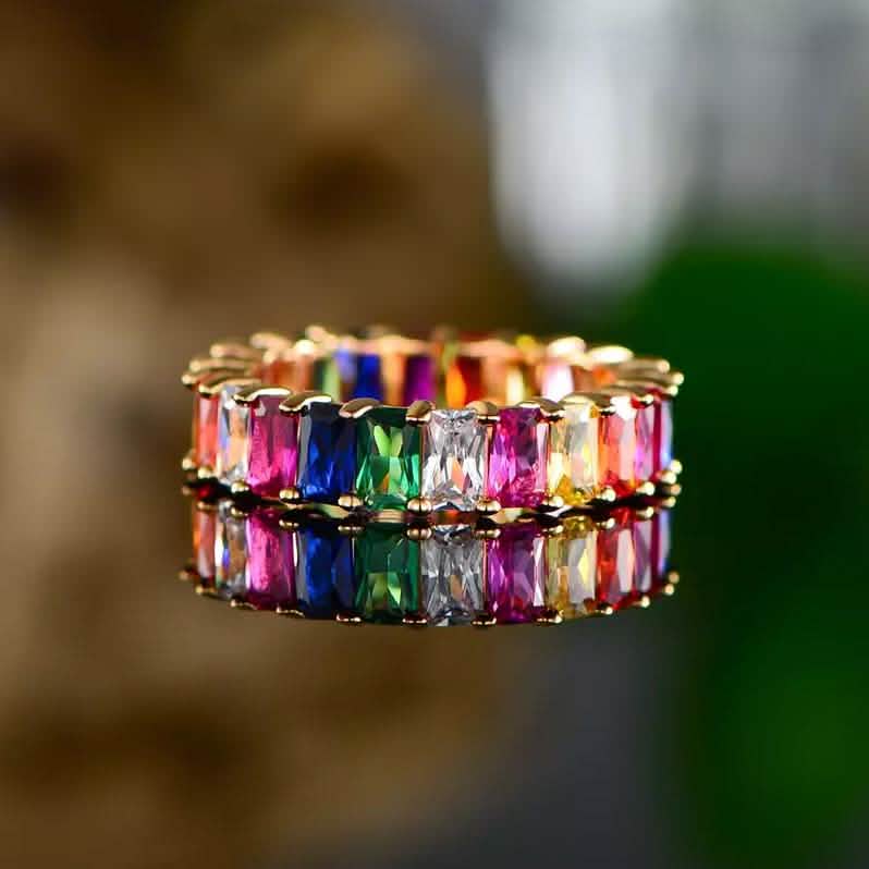 Multi-Color Eternity Ring Made with Swarovski Crystals DailySale