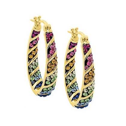 Multi-Color Graduated Crystal Inside Out Hoops DailySale