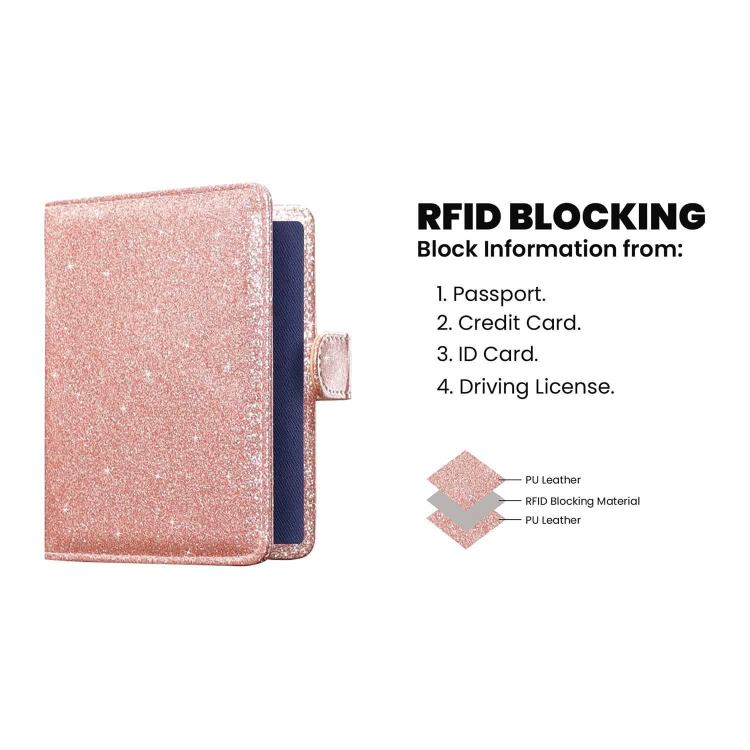 Multi Function Glitter Bling RFID Passport Organizer With CDC Vaccination Card Holder DailySale