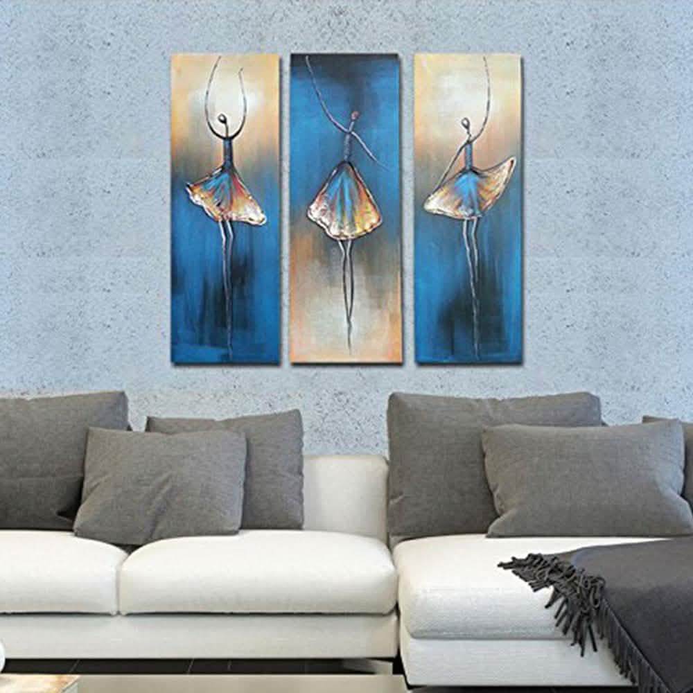 Multi-Panel Modern Abstract Paintings on Canvas Stretched on Wood DailySale
