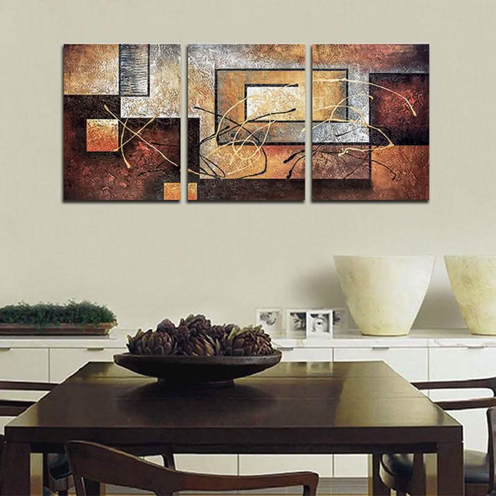 Multi-Panel Modern Abstract Paintings on Canvas Stretched on Wood DailySale