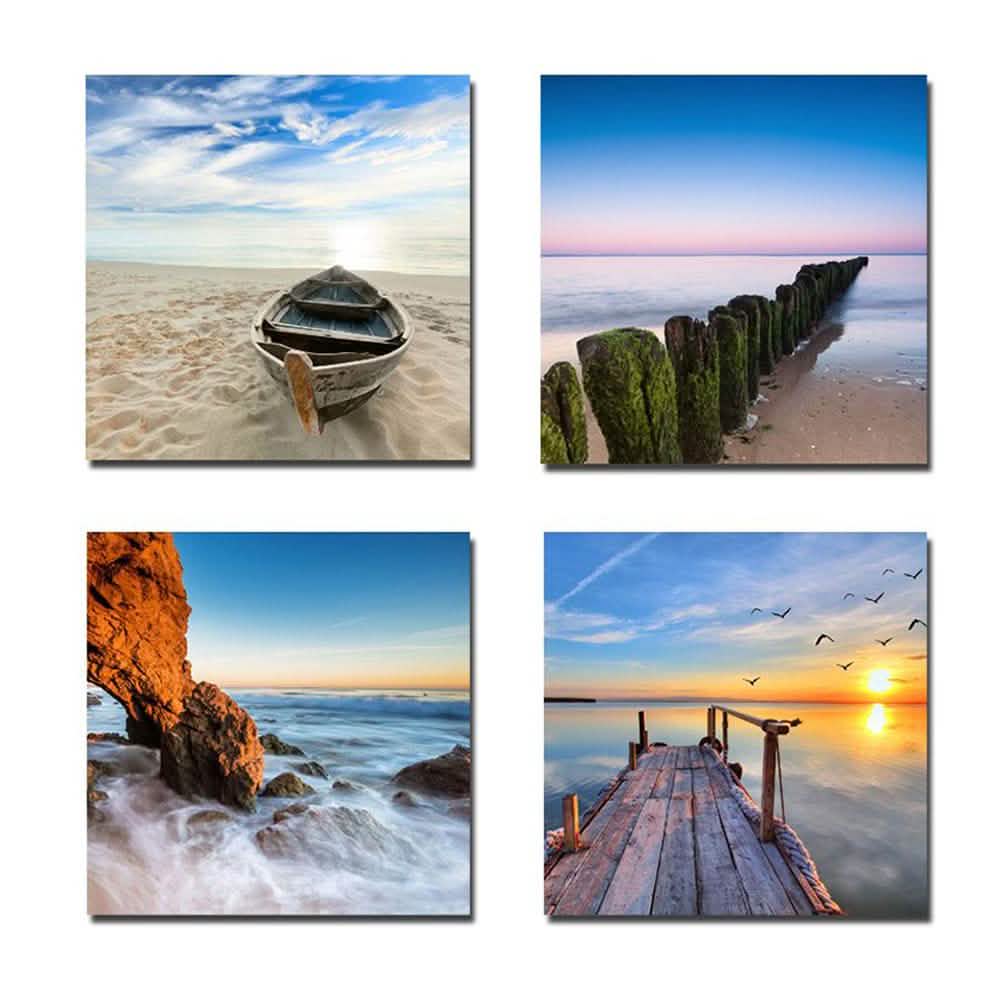 Multi-Panel Modern Abstract Paintings on Canvas Stretched on Wood DailySale