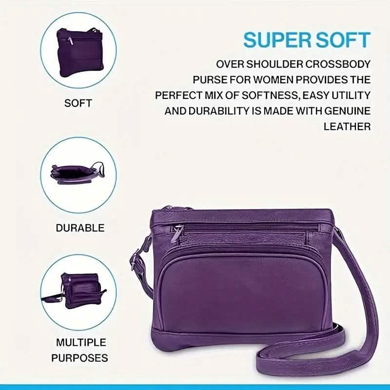 Multi-Pocket Wide Crossbody Wide Leather Bag DailySale