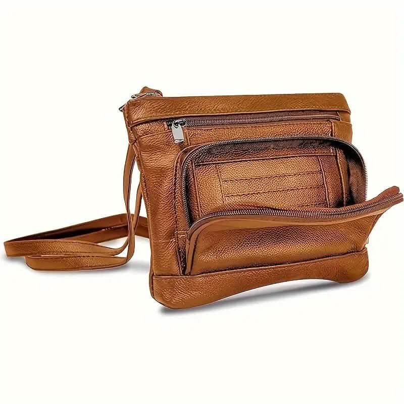 Multi-Pocket Wide Crossbody Wide Leather Bag DailySale