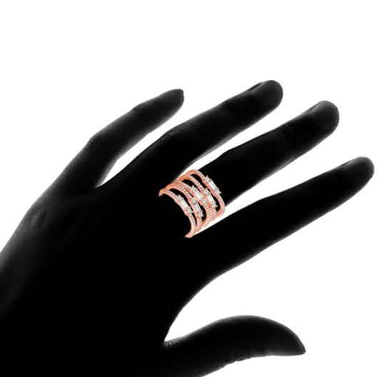Multi Row Rose Gold Plated Ring Made with Swarovski Elements DailySale