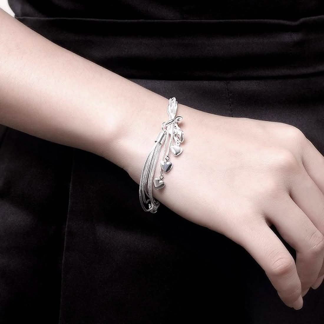 Multi Strand Heart Charm Bracelet DailySale