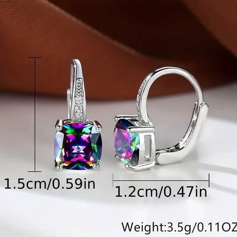 Multicolor Square Cut Stone Drop Earrings DailySale