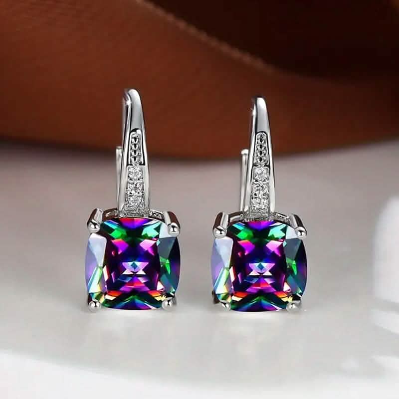 Multicolor Square Cut Stone Drop Earrings DailySale