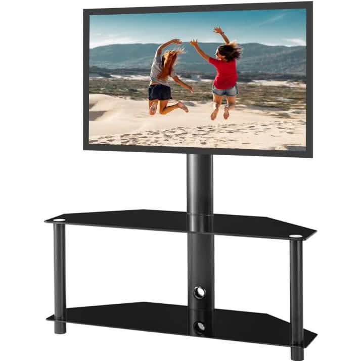 Multifunctional Tempered Glass Metal Frame Floor TV Stand DailySale