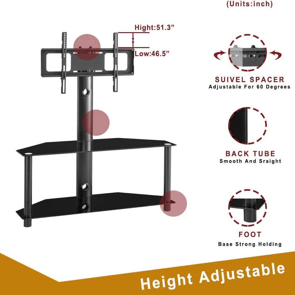 Multifunctional Tempered Glass Metal Frame Floor TV Stand DailySale