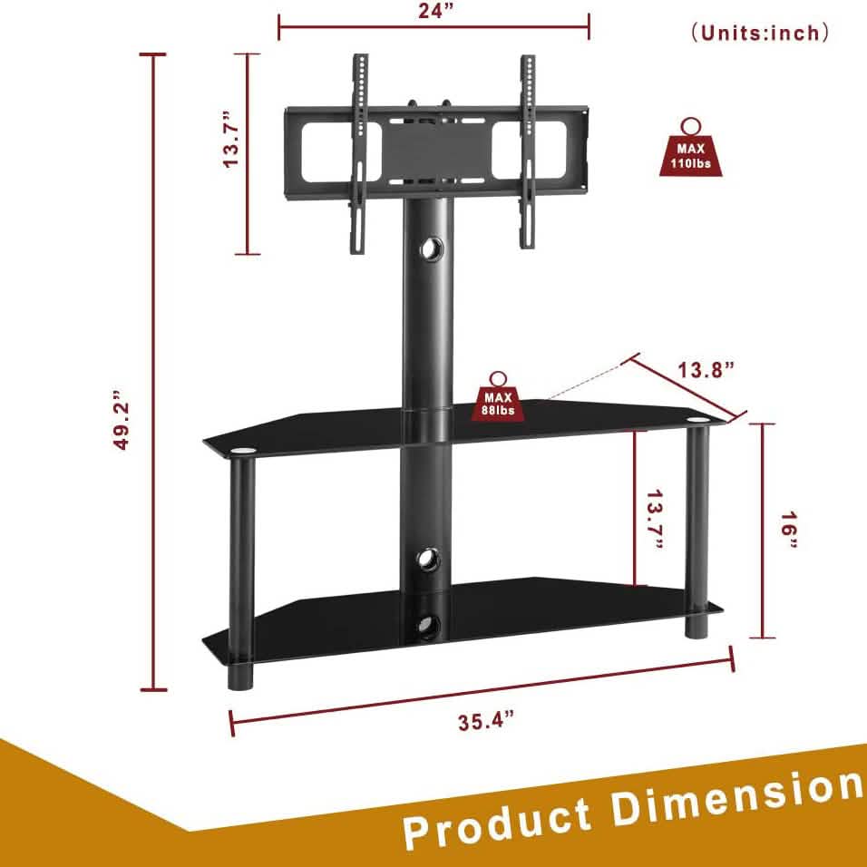 Multifunctional Tempered Glass Metal Frame Floor TV Stand DailySale